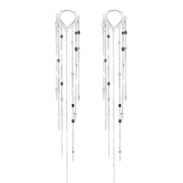925 Sterling Silver Tassel Hoop Earrings