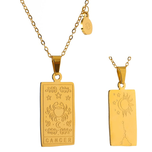 Astrology Constellations Necklace Square Pendant