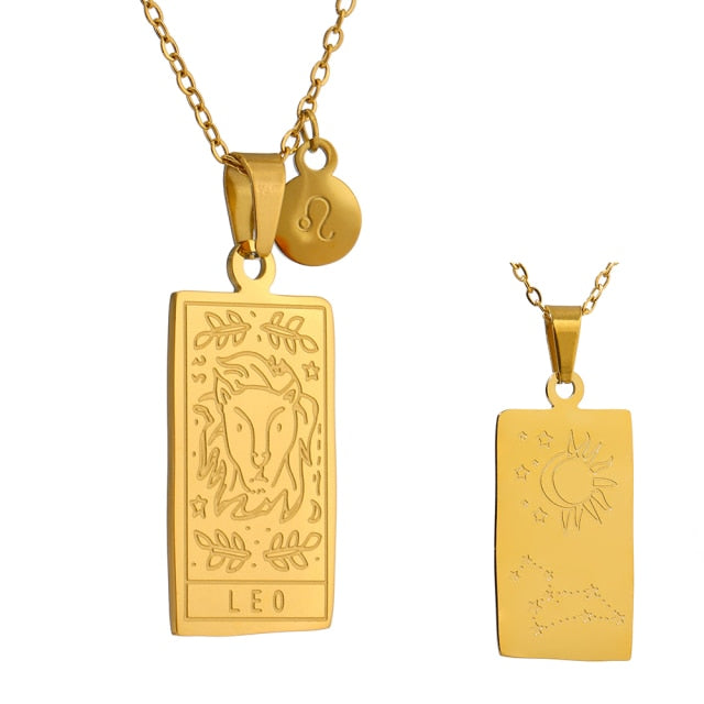 Astrology Constellations Necklace Square Pendant