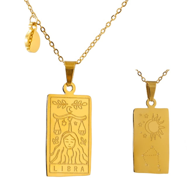 Astrology Constellations Necklace Square Pendant
