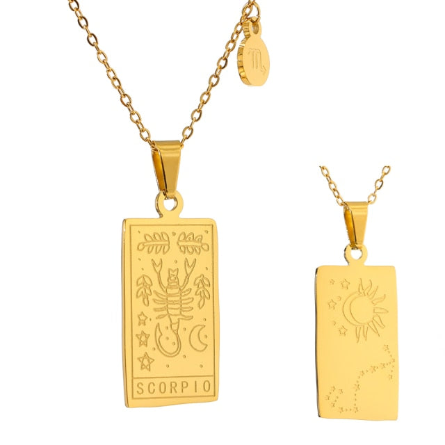 Astrology Constellations Necklace Square Pendant