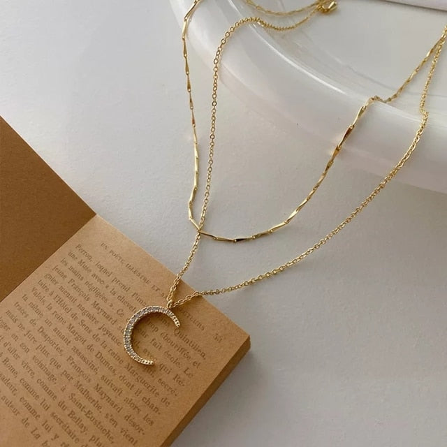Gold Double Chain Choker Necklaces