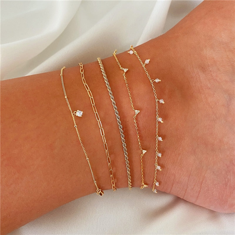 Simple Sterling Silver Chain Anklets