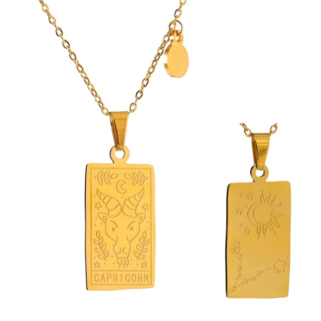 Astrology Constellations Necklace Square Pendant