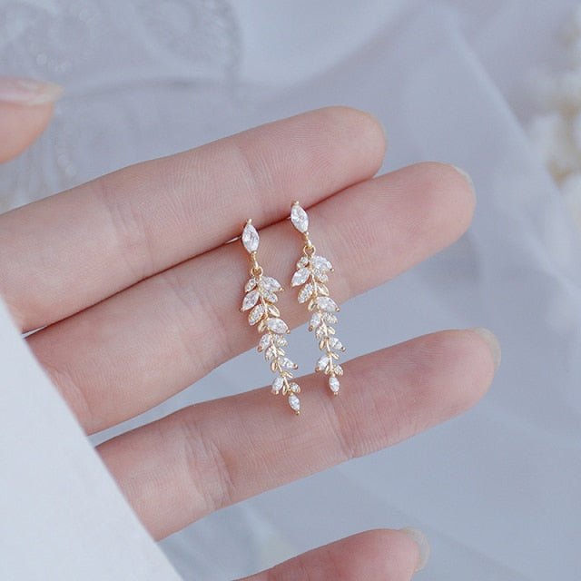 Delicate 14K Gold Plated CZ Drop and Stud Earrings
