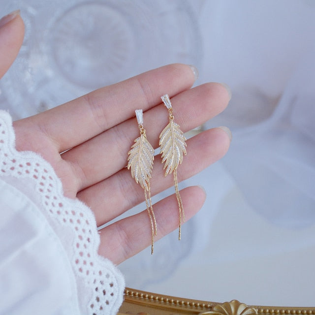 Delicate 14K Gold Plated CZ Drop and Stud Earrings