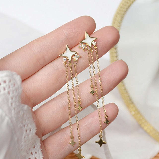 Delicate 14K Gold Plated CZ Drop and Stud Earrings