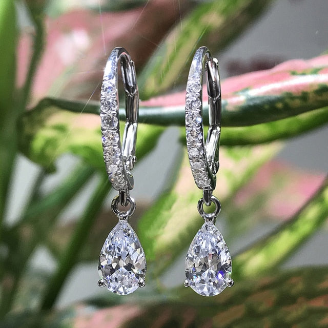 Pear CZ Drop Earrings