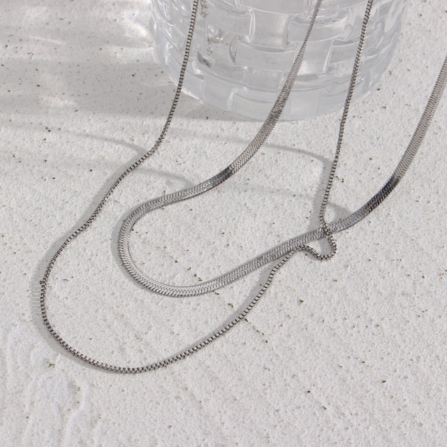 Gold Double Chain Choker Necklaces