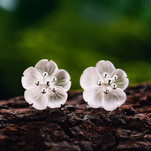 925 Sterling Silver Natural Crystal Earrings
