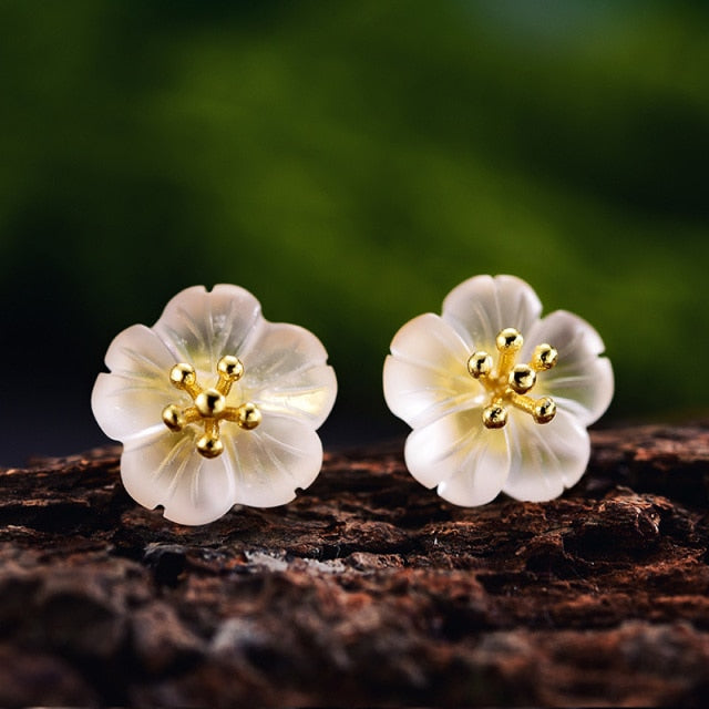 925 Sterling Silver Natural Crystal Earrings
