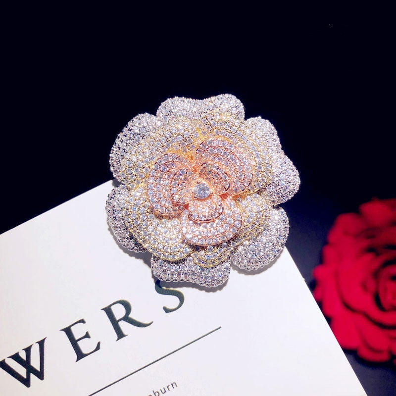 Vintage Pink Rose Brooch