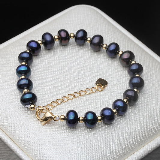 Natural Freshwater Black Pearl Bracelet